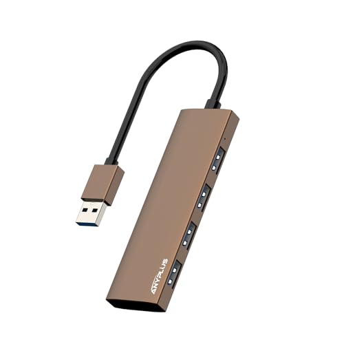 ANYPLUS USB Hub 3.0, USB Verteiler Aluminiumlegierung Ultra Slim USB Splitter, Tragbarer 4 Port USB-Hubs, USB Mehrfachstecker für Laptop, PC, iMac, Mac Pro,Surface Pro, MacBook, Flash Drive【Braun】 von ANYPLUS