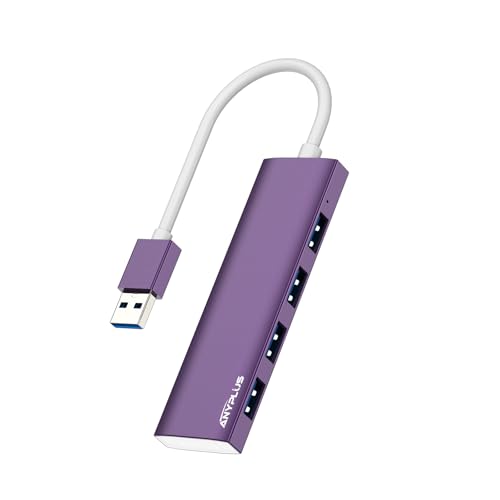 ANYPLUS USB Hub 3.0, USB Verteiler Aluminiumlegierung Ultra Slim USB Splitter, Tragbarer 4 Port USB-Hubs, USB Mehrfachstecker für Laptop, PC, iMac, Mac Pro,Surface Pro,MacBook, Flash Drive, XPS【Lila】 von ANYPLUS