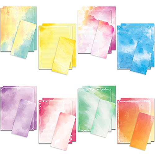 Anzon Mories Aquarell-Briefpapier-Umschläge-Set (2 Seiten farbig, 1 Seite liniert), 48 Blatt, 24 Umschläge, Briefpapier 21,6 x 27,9 cm, dekoratives Papier, 8 Designs sortiert von ANZON MORIES