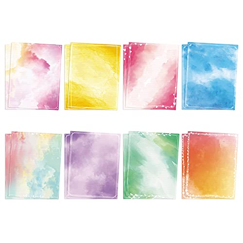 Aquarell-Briefpapier-Set 96 Stück (liniert und doppelseitig farbig) Schweres Briefpapier 8,5 x 11 in dekorativem Briefpapier 8 Designs ausgewählt von ANZON MORIES