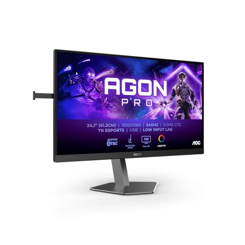 AOC Agon PRO AG246FK - 24.1 Zoll FHD Gaming Monitor, 540 Hz, 0,5 ms, FreeSync Premium, G-Sync comp., HDR400 (2X HDMI, DisplayPort, USB Hub) schwarz/grau von AOC