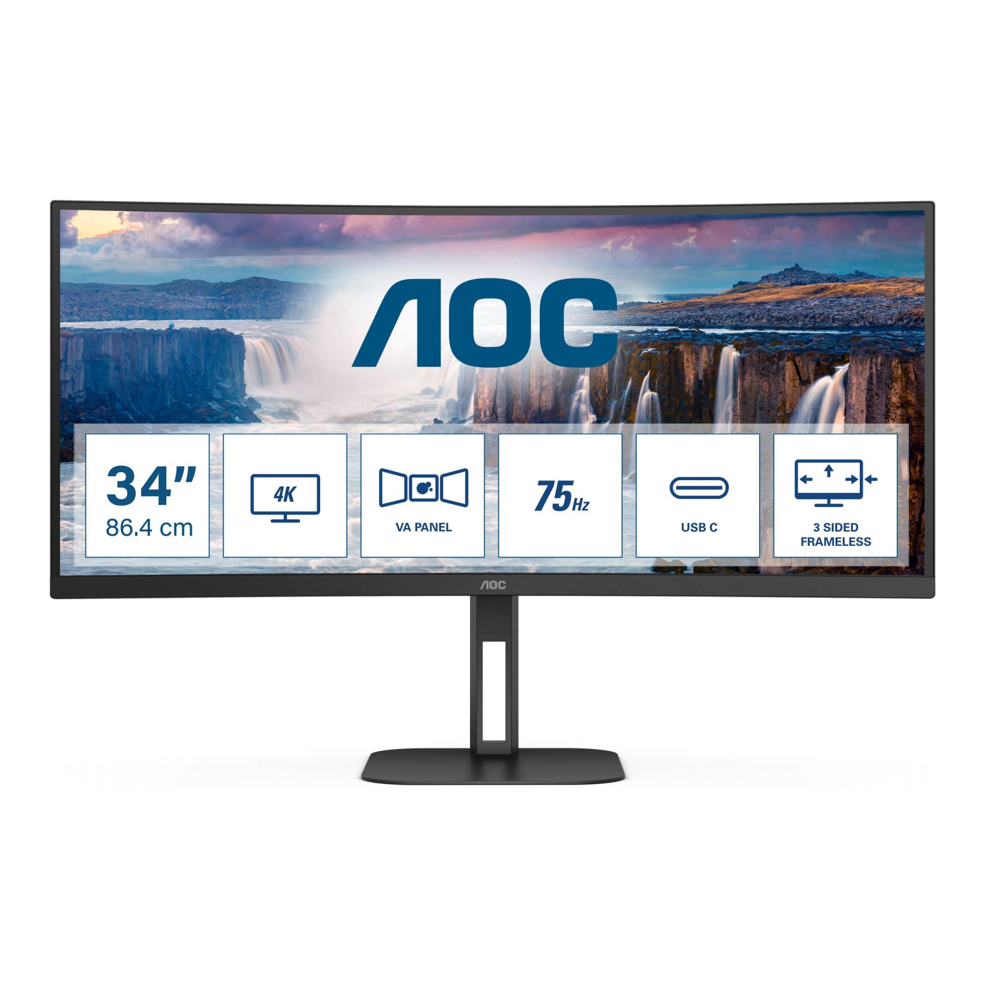 AOC CU34V5C Curved Monitor - WQHD, Höhenverstellung, USB-C von AOC