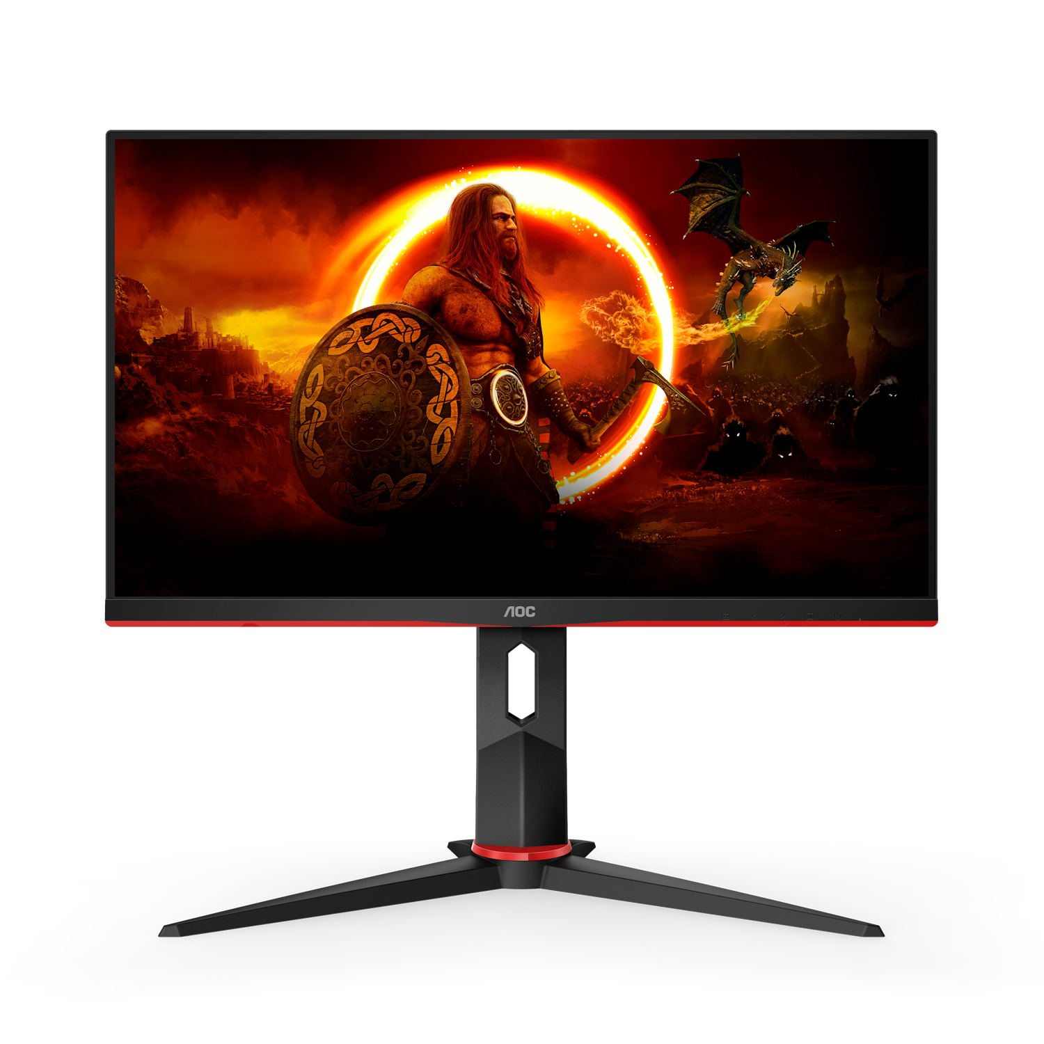 AOC Gaming Q24G2A - 24 Zoll QHD Monitor, 165 Hz B-Ware , 1 ms MPRT, FreeSync Premium, G-Sync comp, (2560x1440, HDMI, DisplayPort) schwarz/rot von AOC