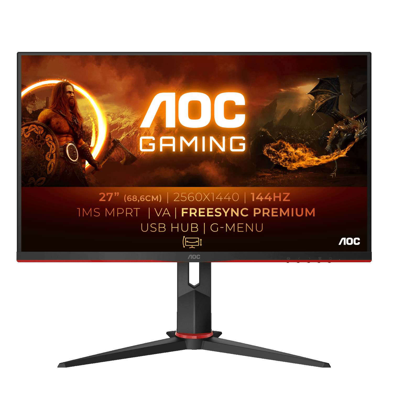 AOC Q27G2U/BK Gaming Monitor - WQHD, 144 Hz, FreeSync Premium von AOC