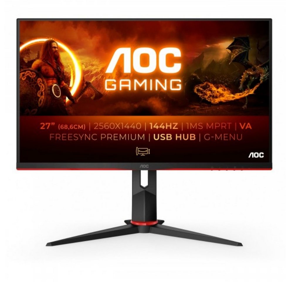 AOC Q27G2U Gaming-LED-Monitor (68,60 cm/27 ", Full HD, 1 ms Reaktionszeit, 144Hz, 1ms, Quad-HD, DisplayPort, HDMI, Gaming-Modi, Pivot) von AOC