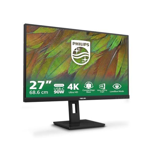 Philips 27B1U3900-27 Zoll Ultra HD Monitor, höhenverstellbar, Lautsprecher, Adaptive Sync (3840x2160, 60 Hz, 2X HDMI 2.0, 1x DisplayPort 1.4, 1x USB-C (90 W PD), RJ45, USB Hub) schwarz von Philips Monitors