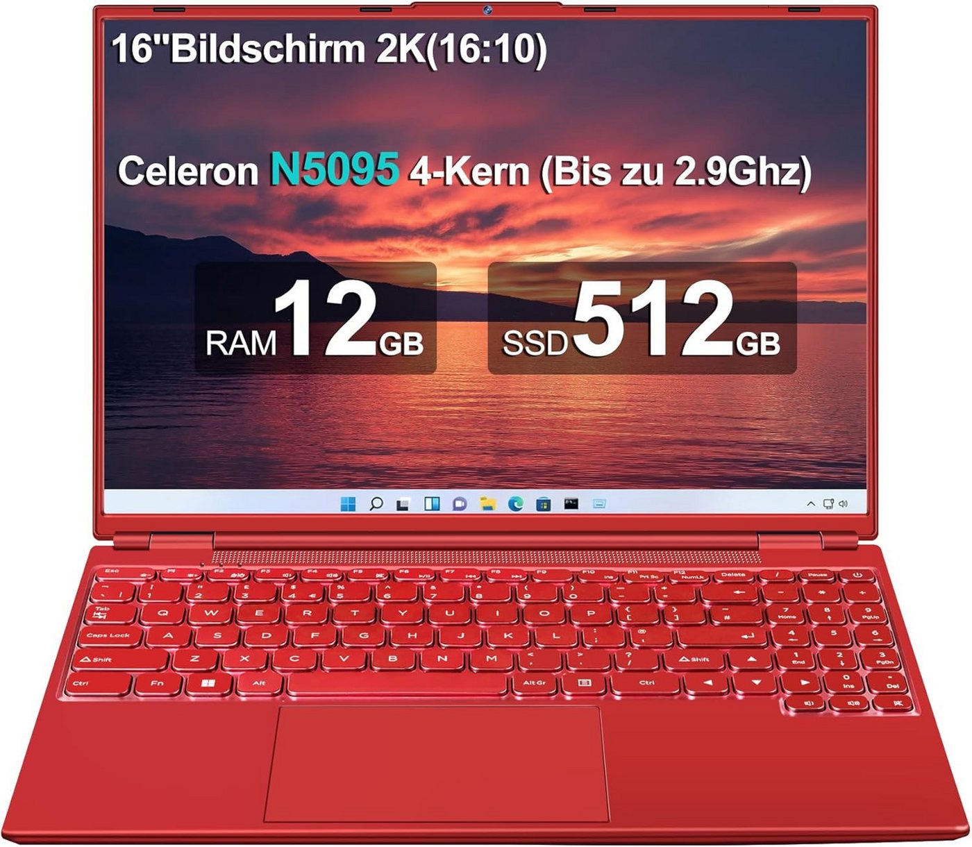 AOCWEI A6 Notebook (Intel Celeron N5095, UHD 600, 512 GB SSD, FHD 2,9 GHz Speicherplatz bieten beeindruckende Darstellung schnellen) von AOCWEI