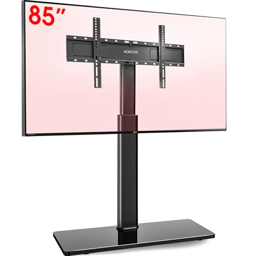 AOKCOS TV Ständer Bodenständer Höher 1.6m für 43-75 85 Zoll Fernseher, Neigbar Schwenkbar Höhenverstellbar Fernsehständer, Universal TV Standfüße Standfuss Max VESA 600x400mm 50KG von AOKCOS