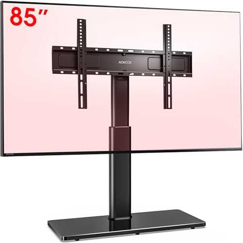 AOKCOS TV Standfuss TV Ständer Höhe 1130mm für 43-75 85 Zoll Fernseher, Neigbar Schwenkbar Höhenverstellbar Fernsehständer, Universal TV Standfüße Standfuss Max VESA 600x400mm 50KG (Schwarz) von AOKCOS