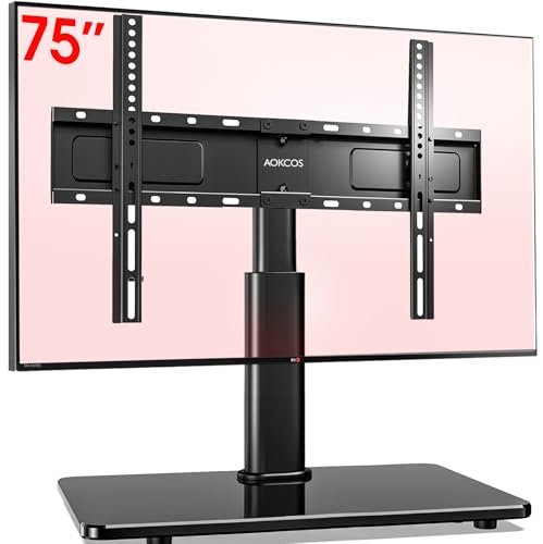 AOKCOS TV Standfuss TV Ständer Höhe 900mm für 32-55 65 75 Zoll Fernseher, Neigbar Schwenkbar Höhenverstellbar Fernsehständer, Universal TV Standfüße Standfuss Max VESA 600x400mm 45KG (Schwarz) von AOKCOS