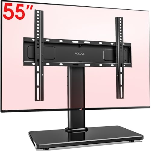 AOKCOS TV Standfuss TV Ständer Neigbar Schwenkbar Höhenverstellbar für 32-55 Zoll Fernseher, Universal TV Standfüße Fernsehständer Mit Stabilere Halterung, Max VESA 400x400mm 40KG von AOKCOS