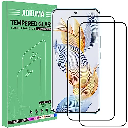 AOKUMA Schutzfolie für Honor 90 3D Panzerglas, 【2 Stücke】 Glas kompatibel mit Honor 90 3D Schutzfolie, Premium Glasfolie mit 9H Härte, Anti Kratzer, Splitterfest,Anti-Öl,Anti-Bläschen von AOKUMA