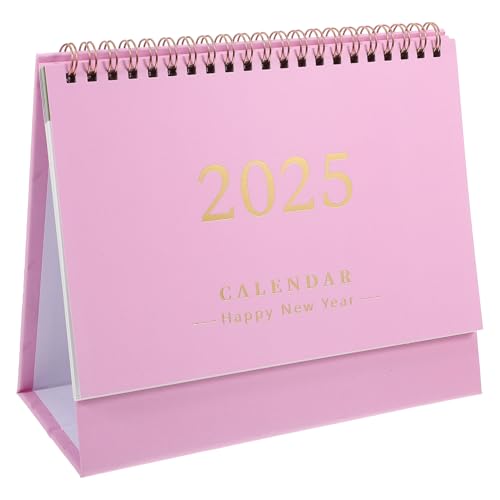 AOKWAWALIY Tischkalender 2025, Stehender Flip-Desktop-Kalender von Juli 2024 bis Dezember 2025, Stehtischkalender, 18 x 16 cm, mit Doppeldrahtbindung, Rosa von AOKWAWALIY