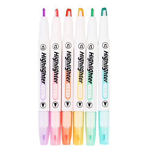 AOMAYLL Textmarker, doppelendig, sichtbare Textmarker, breite und feine Spitzen, warme Farben (6 Stück)… von AOMAYLL