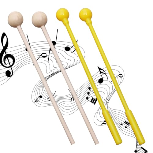 Holzschlägel, 4 Stück Schlagzeugstöcke, Xylophon Schlägel, Holz Percussion-Schlägel, Kunststoff-Schlägel für Musikinstrumente, Klangstäbe für Xylophon für Kinder Schlagzeuger und Praktiker von AOMiGT