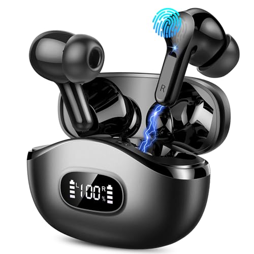 Bluetooth Kopfhörer, Kopfhörer Kabellos Bluetooth 5.3 mit 4 ENC Noise Cancelling Mics, In Ear Kopfhörer Bluetooth Tiefer Deep Bass, 40H Kabellose Kopfhörer IP7 Wasserdicht Earbuds LED-Anzeige Ohrhörer von AOTONOK