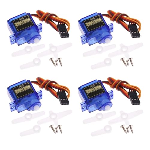 4Pcs 9G Micro Servo Motor Servo Servomotor RC Servo RC Mini Servo 360 Grad Micro Servo Motor Servo Servomotor RC Servo RC für Kleine Rc-Helikopter/Helikopter/Rc-Flugzeuge Kompatibel mit Arduino（SG90） von AOUZOVLI