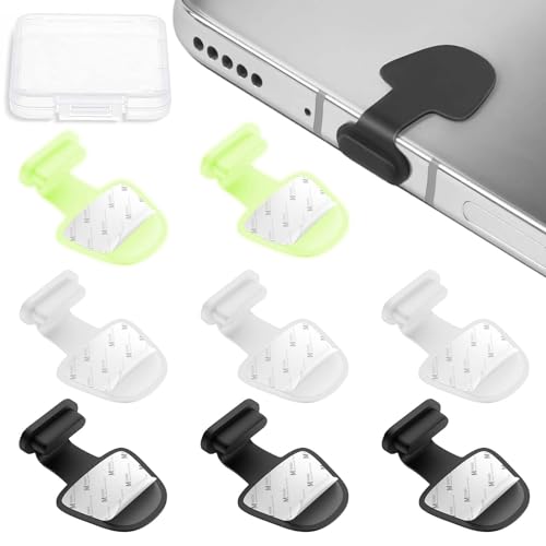 AOUZOVLI 8 StüCk USB C Staubschutz USB C Kompatibel Mit Iphone 15 Staubschutz Android Kommt Mit Aufbewahrungsbox USB C Schutzkappe USB C Schutz Typ-C Port Schutzkappe (Schwarz +Transparent+Leuchtend) von AOUZOVLI