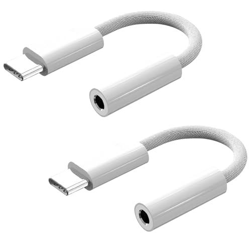 USB C Kopfhörer Adapter 2 PCS USB C Aux Adapter USB C Aux Aux USB C Adapter Kompatibel für Phone 15,15 Pro,15 Plus,15 Pro Max,Samsung Galaxy S23/S22/S21 Ultra, Ipad Pro, Pixel(Weißer Zopf) von AOUZOVLI