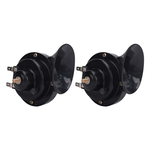 12 V Super Lautes UTV-Horn-Set mit Schalter-Kabelbaum-Relais, Universelles Schneckenhorn für Ranger RZR General Ranger, 2er-Set (Schwarz) von AOWINHIT