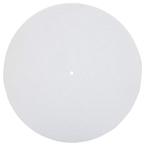 Plattenspieler-Tellerplattenmatte, Anti-Vibrations-Wollunterlage für Plattenspieler mit 12 Zoll Durchmesser, Musikbegeisterte (Weiß) von AOWINHIT