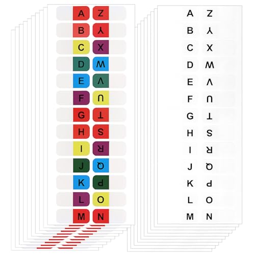 AOZUO 520 Stück A-Z Register, Index Tabs Selbstklebende bunte weiße Buchstabenregister selbstklebende Alphabetische Registerregister kleine Kleberegister Etikettenaufkleber für Büro Notizbuch Lehrbuch von AOZUO