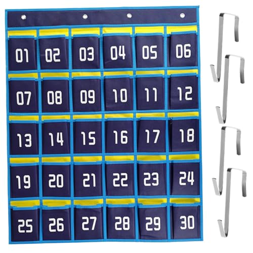 Handyhalter Klassenzimmer nummeriertes Klassenzimmertasche Chart mit Hooks Wandtür Hängende Taschenkarte Nicht gewebte mobile Taschenkarte, 30 Taschen Büroartikel von AOpghY