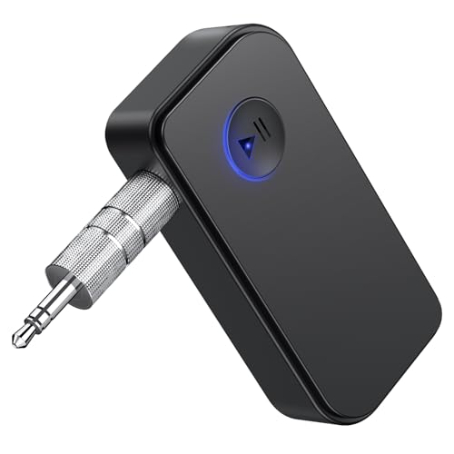APEKX Bluetooth 5.3 Empfänger für Auto, Heimstereoanlagen, Lautsprecher und Kopfhörer - 3,5mm kabelloser Adapter mit 10 Stunden kontinuierlichem Musikstreaming und Spielzeit (Schwarz). von APEKX