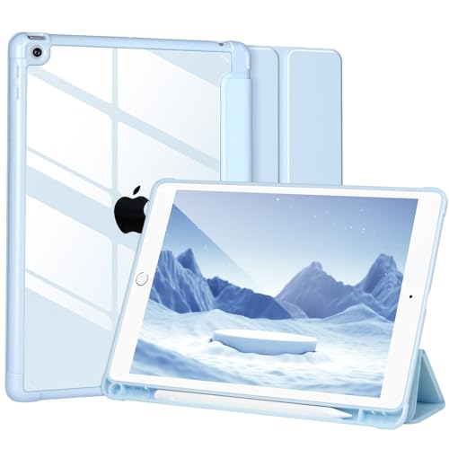 Hülle Kompatibel mit iPad 9/8/7. Gen 10.2'' 2019/2018/2017,Hülle für iPad 10.2 Zoll,Stoßfeste Hartschale Transparente Abdeckung mit Stifthalter,Tablet-Hülle für iPad 10.2'' mit Auto Wake/Sleep,Blau von APHBZGE