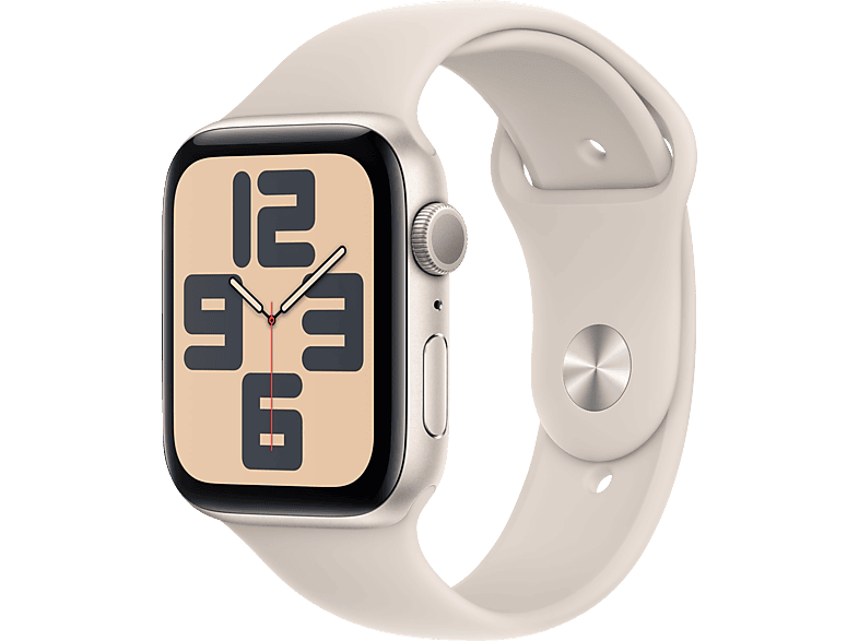 APPLE Watch SE (2023) GPS 44 mm Smartwatch Aluminium Fluorelastomer, 150-200 mm, Polarstern von APPLE