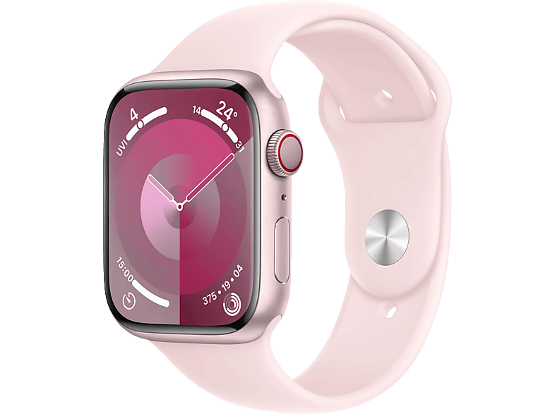 APPLE Watch Series 9 GPS + Cellular 45 mm Smartwatch Aluminium Fluorelastomer, 130 - 180 mm, Rosé von APPLE