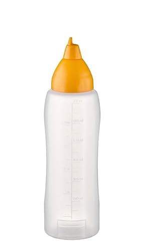 APS 93274 Quetschflasche NON DRIP, Ø 7 cm, Höhe 25,5 cm, 750 ml, Polyethylen, gelb, mit Schraubdeckel, tropffrei von APS