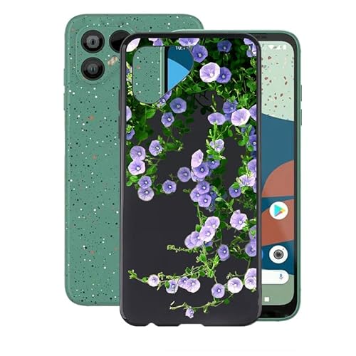 AQGG Hülle für Fairphone 4 (6.30 Zoll) Hüllen Schutzhülle Tasche handyhülle Stoßkasten Schale Phone Case Black TPU Weich Silikon Cases -lila Blume von CHICHL