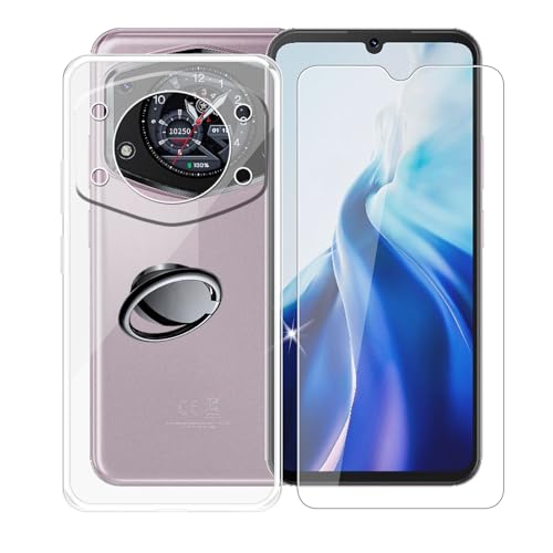 AQGGIIXY Handyhülle Transparent für Cubot A30 (6.75"), Weiche Schutzhülle + 1 Stück Gehärtetem Glas Schutzfolie, 360° Drehbar Handy-Ringhalter Cover für Cubot A30 - SH3 von AQGGIIXY