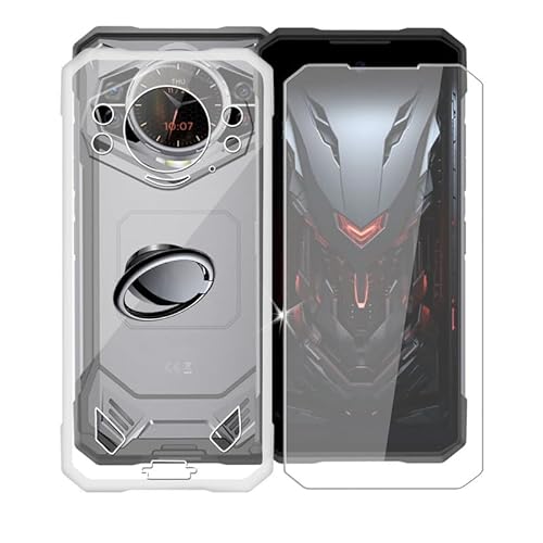 AQGGIIXY Handyhülle Transparent für Doogee S200 (6.72"), Weiche Schutzhülle + 1 Stück Gehärtetem Glas Schutzfolie, 360° Drehbar Handy-Ringhalter Cover für Doogee S200 - SH3 von AQGGIIXY