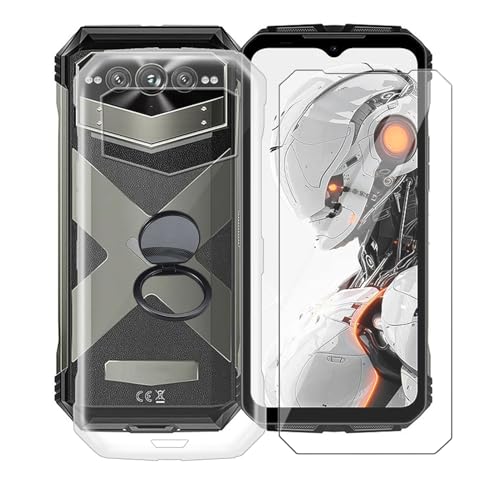 AQGGIIXY Handyhülle Transparent für Doogee V Max Pro (6.58"), Weiche Schutzhülle + 1 Stück Gehärtetem Glas Schutzfolie, 360° Drehbar Handy-Ringhalter Cover für Doogee V Max Pro - SH10 von AQGGIIXY