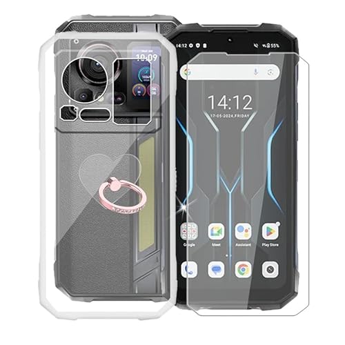 AQGGIIXY Handyhülle Transparent für Hotwav Hyper 7 Pro (6.60"), Weiche Schutzhülle + 1 Stück Gehärtetem Glas Schutzfolie, 360° Drehbar Handy-Ringhalter Cover für Hotwav Hyper 7 Pro - Clear von AQGGIIXY