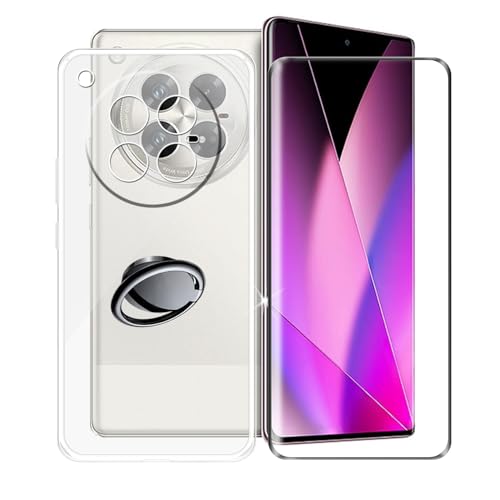 AQGGIIXY Handyhülle Transparent für Infinix Zero 40 (6.78"), Weiche Schutzhülle + 1 Stück Gehärtetem Glas Schutzfolie, 360° Drehbar Handy-Ringhalter Cover für Infinix Zero 40 - SH3 von AQGGIIXY