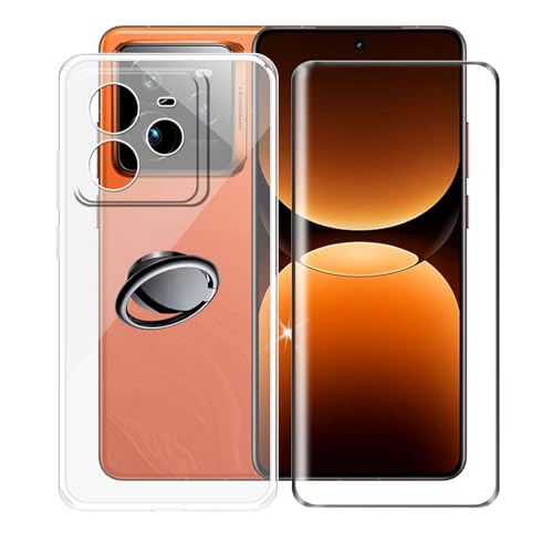 AQGGIIXY Handyhülle Transparent für Realme GT 7 Pro (6.78"), Weiche Schutzhülle + 1 Stück Gehärtetem Glas Schutzfolie, 360° Drehbar Handy-Ringhalter Cover für Realme GT 7 Pro - SH3 von AQGGIIXY