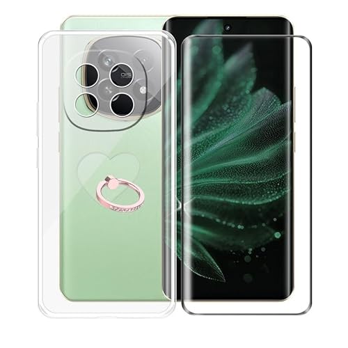 AQGGIIXY Handyhülle Transparent für Realme P2 Pro (6.70"), Weiche Schutzhülle + 1 Stück Gehärtetem Glas Schutzfolie, 360° Drehbar Handy-Ringhalter Cover für Realme P2 Pro - Clear von AQGGIIXY