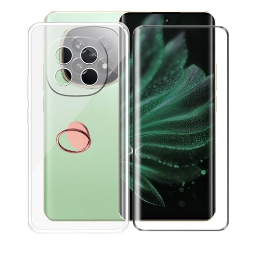 AQGGIIXY Handyhülle Transparent für Realme P2 Pro (6.70"), Weiche Schutzhülle + 1 Stück Gehärtetem Glas Schutzfolie, 360° Drehbar Handy-Ringhalter Cover für Realme P2 Pro - SH4 von AQGGIIXY