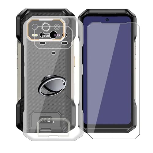 AQGGIIXY Handyhülle Transparent für Ulefone Armor 27 Pro (6.78"), Weiche Schutzhülle + 1 Stück Gehärtetem Glas Schutzfolie, 360° Drehbar Handy-Ringhalter Cover für Ulefone Armor 27 Pro - SH3 von AQGGIIXY