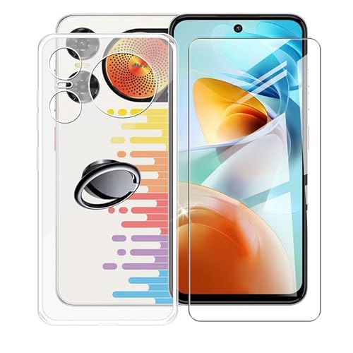 AQGGIIXY Handyhülle Transparent für ZTE Nubia Music 2 (6.70"), Weiche Schutzhülle + 1 Stück Gehärtetem Glas Schutzfolie, 360° Drehbar Handy-Ringhalter Cover für ZTE Nubia Music 2 - SH3 von AQGGIIXY