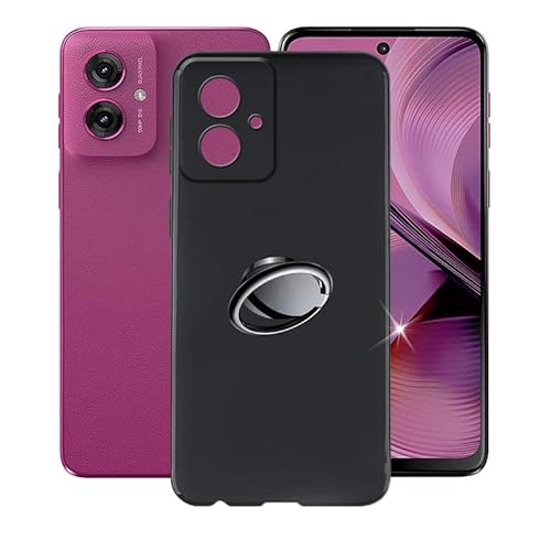 AQGGIIXY Hülle für Motorola Moto G55 5G (6.49") Hüllen + Handy Ring Halter Handyhülle Stoßkasten Schale Phone Case Black TPU Weich Silikon Cases von AQGGIIXY