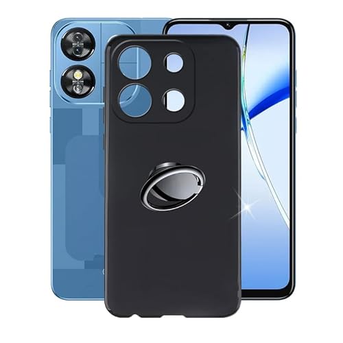 AQGGIIXY Hülle für Oukitel C57 Pro (6.52") Hüllen + Handy Ring Halter Handyhülle Stoßkasten Schale Phone Case Black TPU Weich Silikon Cases von AQGGIIXY