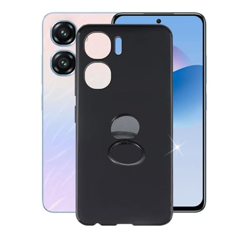 AQGGIIXY Hülle für Oukitel C58 (6.70") Hüllen + Handy Ring Halter Handyhülle Stoßkasten Schale Phone Case Black TPU Weich Silikon Cases von AQGGIIXY