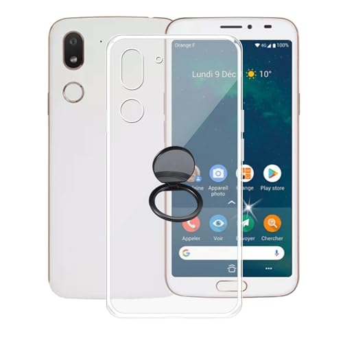 AQGGIIXY für Doro 8062 Handyhülle, Stoßfeste Case Silikon Schutzhülle mit 360° Drehbar Handy-Ringhalter, Transparent Rückseite Hülle für Doro 8062 (5.70") - SH10 von AQGGIIXY