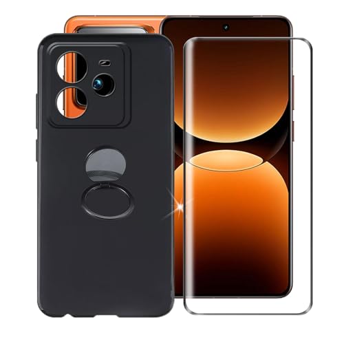 AQGGIIXY für Realme GT 7 Pro (6.78") Handyhülle + Displayschutz(1 Sätze), Silikon Hülle rutschfeste Stoßkasten Schale Schutzhülle mit Handy Ring Handyhalter Fingerhalter 360° von AQGGIIXY