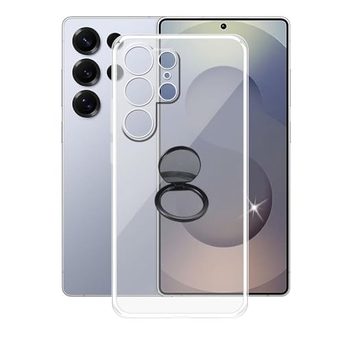 für Samsung Galaxy S25 Ultra Handyhülle, AQGGIIXY Stoßfeste Case Silikon Schutzhülle mit 360° Drehbar Handy-Ringhalter, Transparent Rückseite Hülle für Samsung Galaxy S25 Ultra (6.90") - SH10 von AQGGIIXY