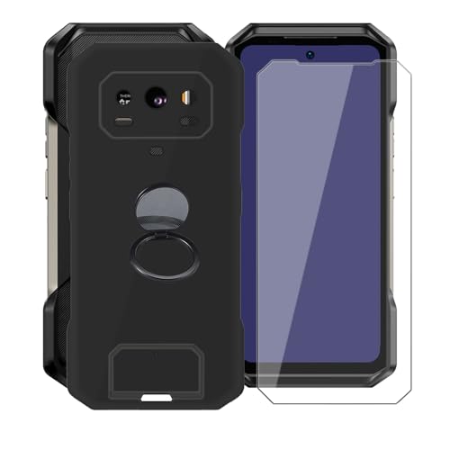 AQGGIIXY für Ulefone Armor 27 (6.78") Handyhülle + Displayschutz(1 Sätze), Silikon Hülle rutschfeste Stoßkasten Schale Schutzhülle mit Handy Ring Handyhalter Fingerhalter 360° von AQGGIIXY